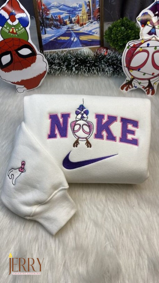 Gwen Stacy and Spiderman Nike Embroidered Sweatshirt, Christmas Gift For Couple - Image 5