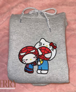 Hello Kitty And Spiderman Embroidered Sweatshirt