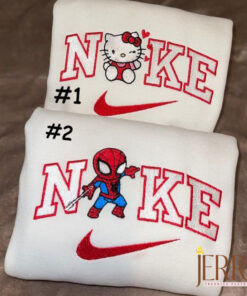 Hello Kitty And Spiderman Nike Embroidered Sweatshirt, Valentines Day Gifts For Couples