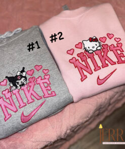 Hello Kitty or Kurumi Nike Embroidered Sweatshirt, Matching Embroidered Hoodies