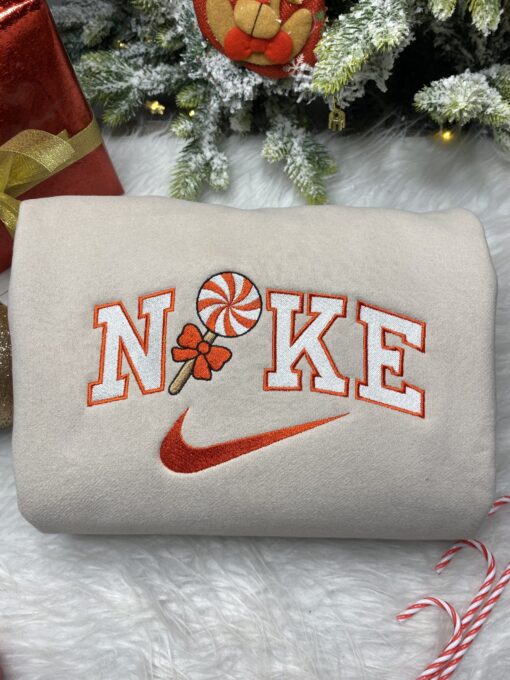 Christmas Candy Nike Embroidered Sweatshirt - Image 3