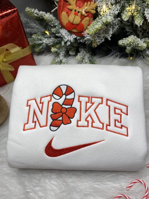 Christmas Candy Nike Embroidered Sweatshirt - Image 2