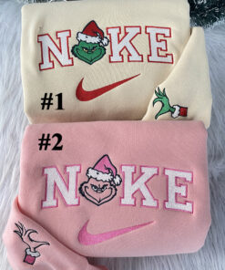 Mrs And Mr Grinch Christmas Nike Embroidered Sweatshirt, Christmas Gift for Couple
