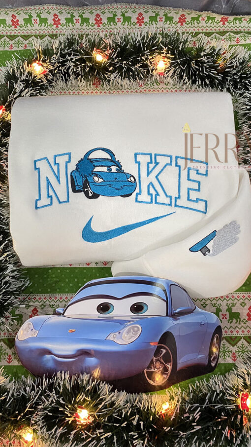 McQueen and Sally Cars Disney Nike Embroidered Sweatshirts, Christmas Gift for Couple - Image 4