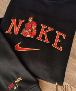 Iron Man Marvel Nike Embroidered Sweatshirt, Nike Crewneck Embroidered