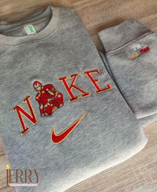 Iron Man Marvel Nike Embroidered Sweatshirt, Nike Crewneck Embroidered - Image 3