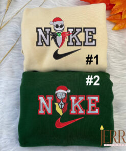 Jack And Sally Disney Nike Embroidered Sweatshirt, Christmas Gift For Couple