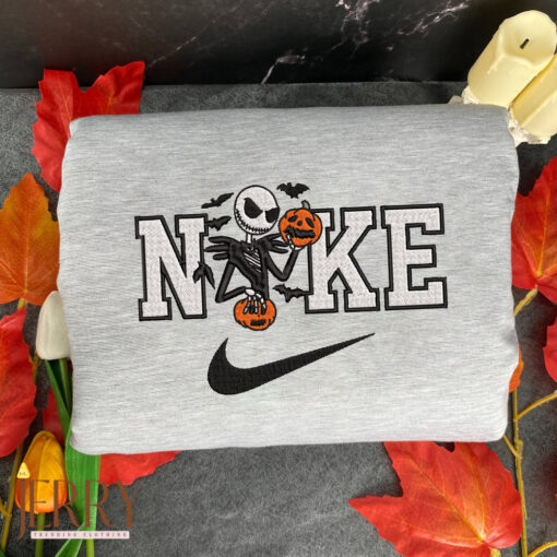 Jack And Sally Halloween Nike Embroidered Shirt - Image 2