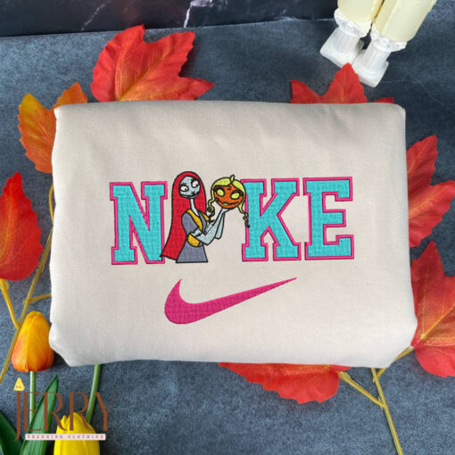 Jack And Sally Halloween Nike Embroidered Shirt - Image 3
