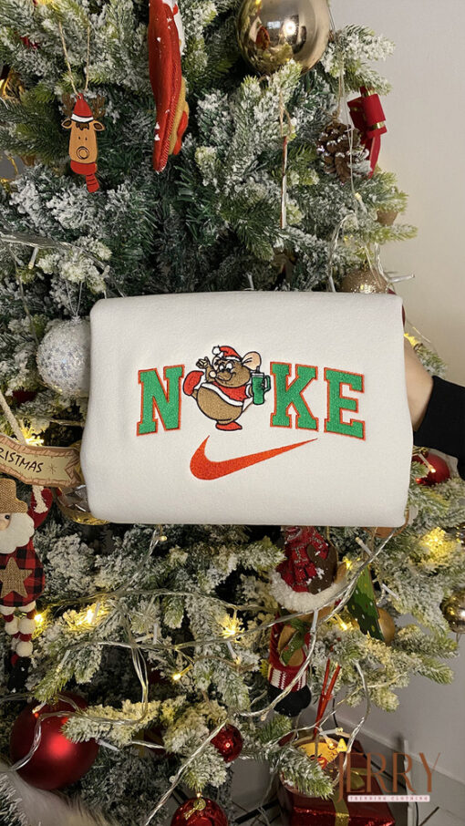 Jaq And Gus Cinderella Disney Christmas Nike Embroidered Sweatshirt - Image 3