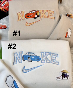 Lightning McQueen And Sally Disney Pixars Cars Nike Embroidered Sweatshirt, Valentines Day Gift For Couple
