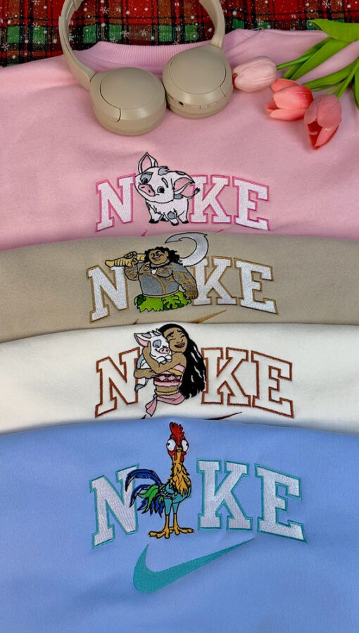 Maui and Moana Disney Embroidered Sweatshirt, Heihei And Pua Moana Embroidered Sweatshirt Hoodie