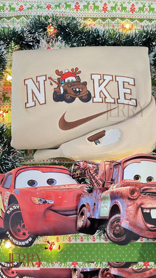 McQueen And Mater Christmas Disney Nike Embroidered Sweatshirt - Image 3