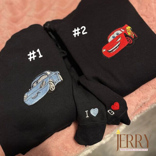 McQueen And Sally Disney Nike Embroidered Sweatshirt, Couples Embroidered Hoodies
