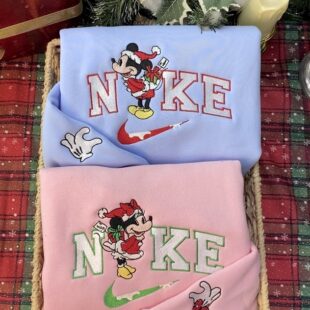 Mickey And Minnie Mouse Disney Embroidered Sweatshirt, Mickey Mouse Christmas Embroidered Sweater Hoodie, Matching Embroidered Sweatshirt