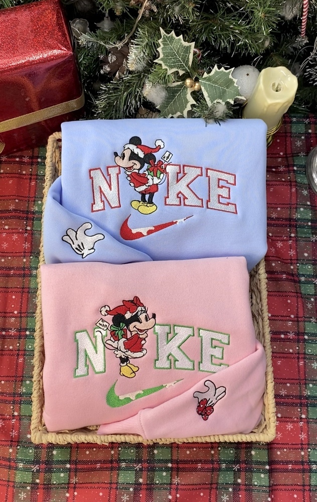 Mickey And Minnie Mouse Disney Embroidered Sweatshirt, Mickey Mouse Christmas Embroidered Sweater Hoodie, Matching Embroidered Sweatshirt