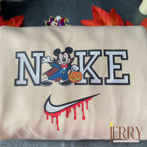 Mickey And Minnie Mouse Disney Halloween Nike Embroidered Sweatshirts - Image 3