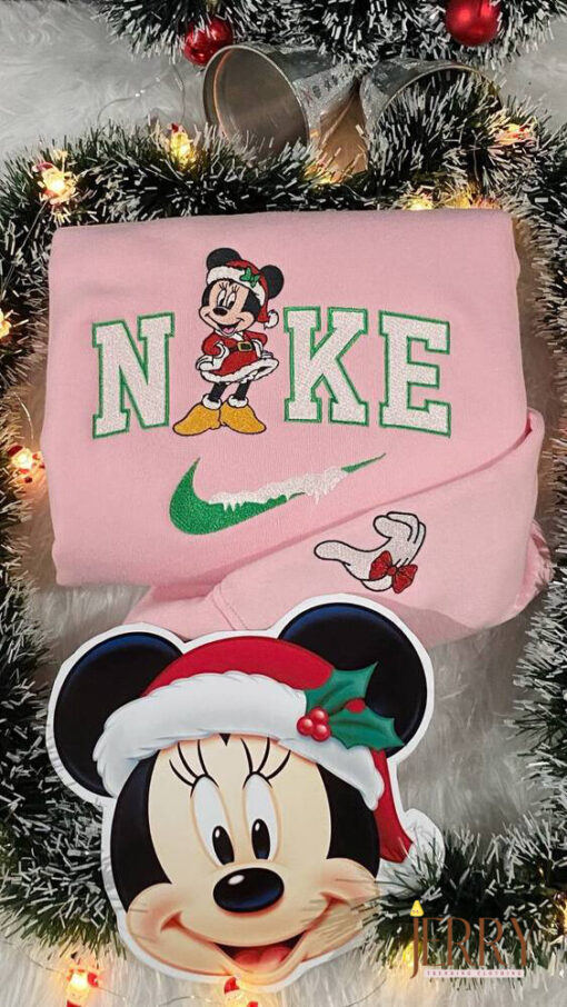 Mickey and Minnie Christmas Disney Nike Embroidered Sweatshirt, Christmas Gift for Couple - Image 3