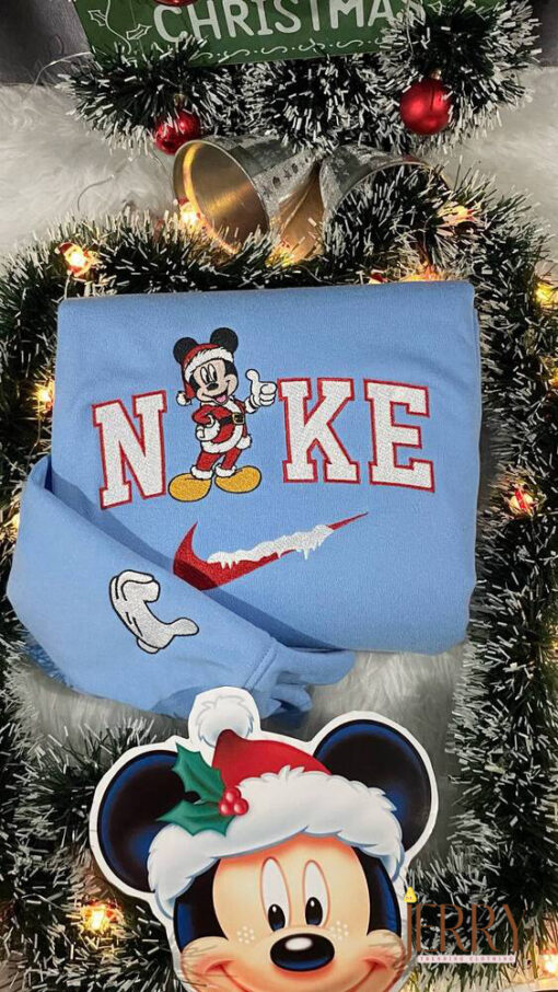 Mickey and Minnie Christmas Disney Nike Embroidered Sweatshirt, Christmas Gift for Couple - Image 4
