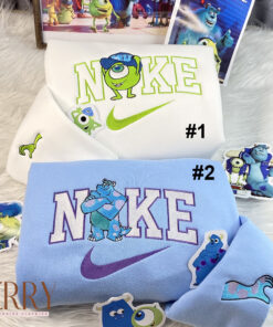 Mike Wazowski And James Sullivan Monsters Inc Disney Nike Embroidered Sweatshirt