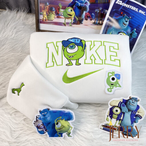 Mike Wazowski And James Sullivan Monsters Inc Disney Nike Embroidered Sweatshirt - Image 2