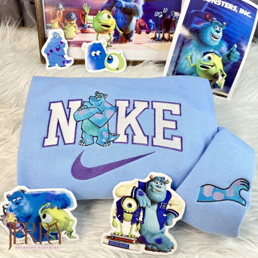 Mike Wazowski And James Sullivan Monsters Inc Disney Nike Embroidered Sweatshirt - Image 3
