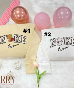 Milk And Mocha Nike Embroidered Sweatshirt, Valentines Day Gifts For Couples