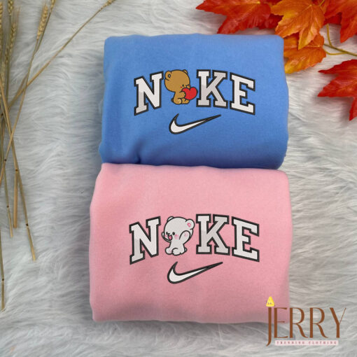 Milk And Mocha Nike Embroidered Sweatshirt, Valentines Day Gifts For Couples - Image 2