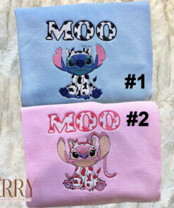 Moo Alien Stitch And Angel Embroidered Sweatshirt