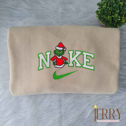 Mrs And Mr Grinch Christmas Nike Embroidered Sweatshirt, Christmas Gift for Couple - Image 2