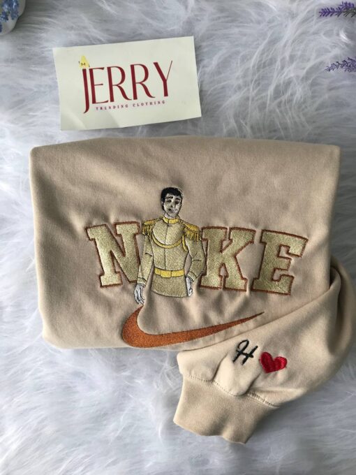 Personalized Prince Charming Disney Nike Embroidered Sweatshirt, Christmas Present For Couples - Image 4