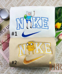 Nike Finn and Jake Adventure Time Embroidred Sweatshirts, Nike Embroidery Matching