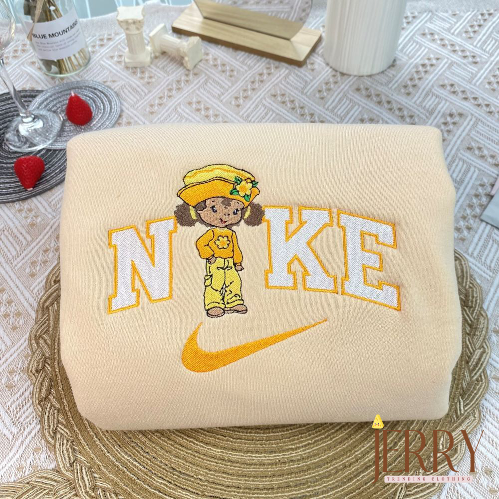 Orange Blossom And Strawberry Shortcake Nike Embroidered Sweatshirt,  Nike Crewneck Embroidered - Image 2