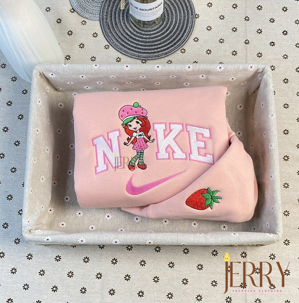 Orange Blossom And Strawberry Shortcake Ver 2009 Nike Embroidered Sweatshirt, Nike Crewneck Embroidered - Image 2