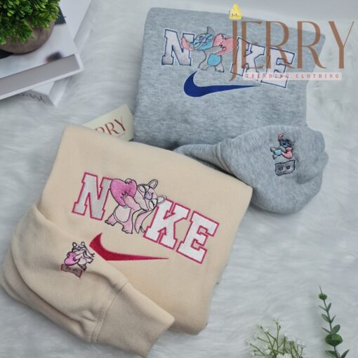 Personalized Angel Disney Nike Embroidered Sweatshirt, Cute Halloween Gift For Couple - Image 2