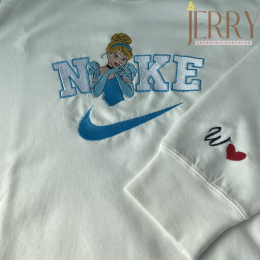 Personalized Cinderella Disney Nike Embroidered Sweatshirt, Christmas Present For Couples - Image 2