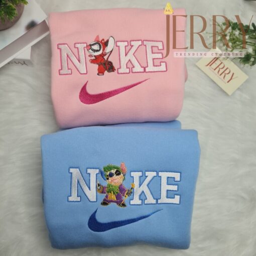 Personalized Joker Stitch Nike Embroidered Sweatshirt, Best Halloween Gift For Couple - Image 3