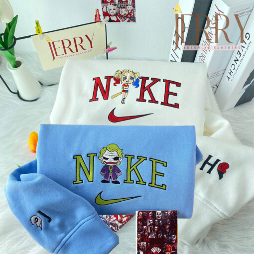 Personalized Joker Nike Embroidered Sweatshirt, Perfect Couple Gift For Halloween - Image 3