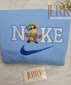 Personalized Joker Stitch Nike Embroidered Sweatshirt, Best Halloween Gift For Couple