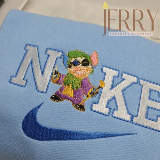 Personalized Joker Stitch Nike Embroidered Sweatshirt, Best Halloween Gift For Couple - Image 2