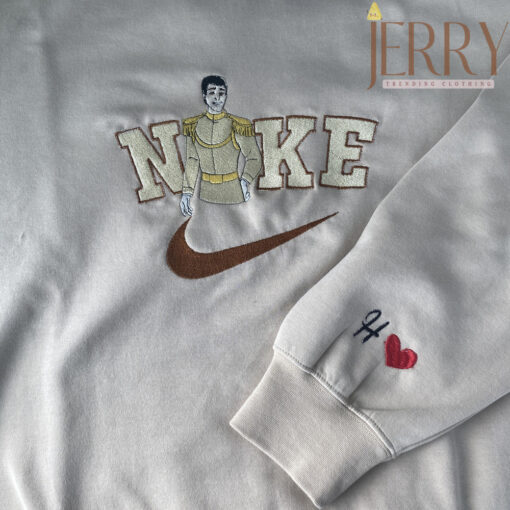 Personalized Prince Charming Disney Nike Embroidered Sweatshirt, Christmas Present For Couples - Image 2