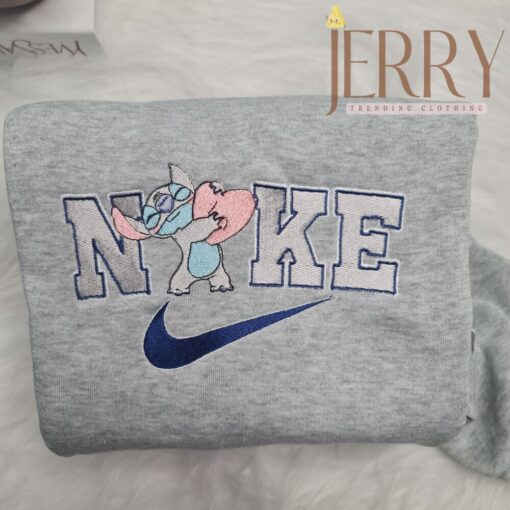 Personalized Stitch Disney Nike Embroidered Sweatshirt, Cute Halloween Gift For Couple - Image 2