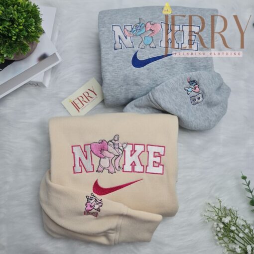 Personalized Stitch Disney Nike Embroidered Sweatshirt, Cute Halloween Gift For Couple - Image 3