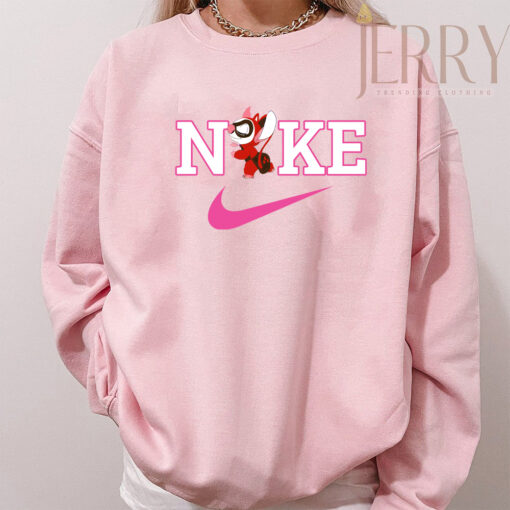 Personalized Harley Quinn Stitch Nike Embroidered Sweatshirt, Best Halloween Gift For Couple - Image 4
