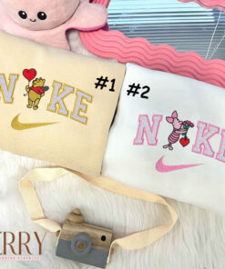 Piglet And Winnie The Pooh Disney Nike Embroidered Sweatshirt, Matching Embroidered Hoodies