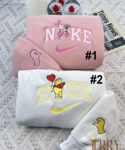 Piglet And Winnie The Pooh Disney Nike Embroidered Sweatshirt, Valentines Day Gift For Couple
