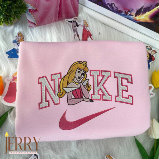 Princess Aurora And Prince Phillip Sleeping Beauty Disney Nike Embroidered Sweatshirts - Image 3