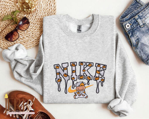 Pumpkin Cow Nike Embroidered Sweatshirt - Image 3