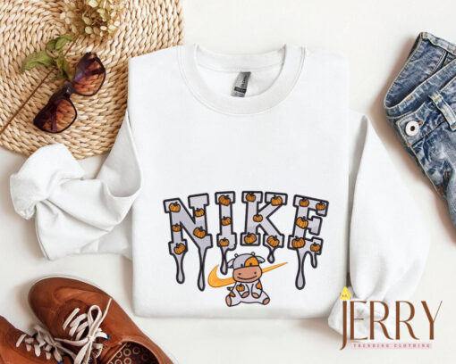 Pumpkin Cow Nike Embroidered Sweatshirt - Image 4