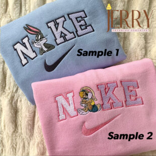 Rabbit Couple Nike Embroidered Sweatshirt